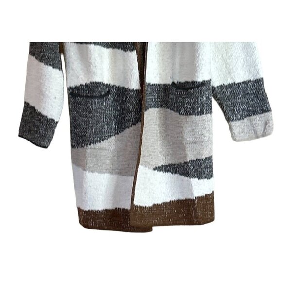 Fortune + Ivy Women's Multi-Striped Duster Cardigan Brown Ivory Size XL NWOT - Picture 4 of 8